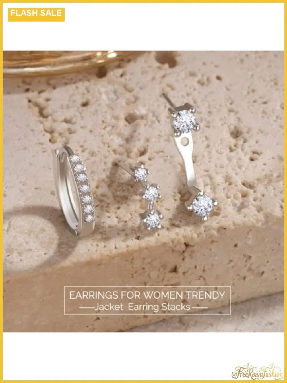 3 Pair 925 Sterling Silver Earrings Set CZ Hoop Stud Hypoallergenic